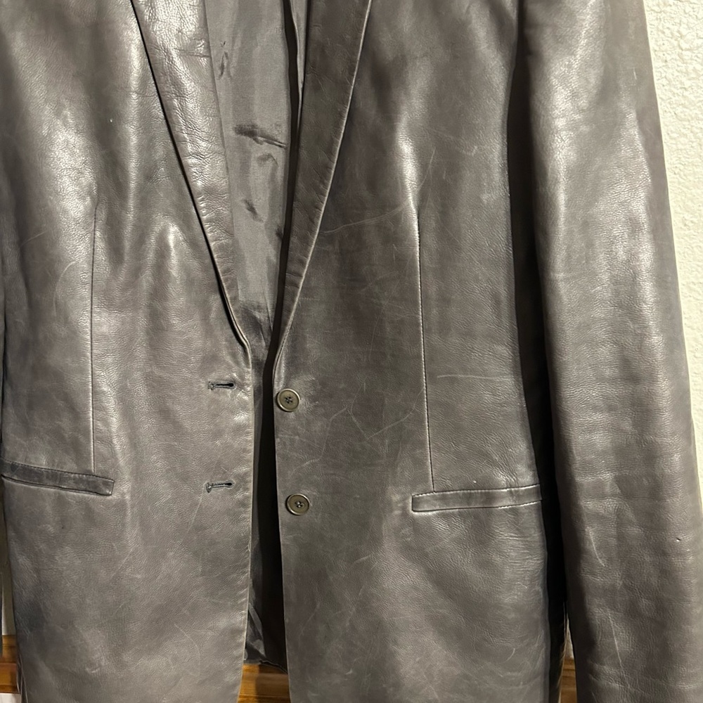 Grey Leather Jacket - Picture 4 of 9